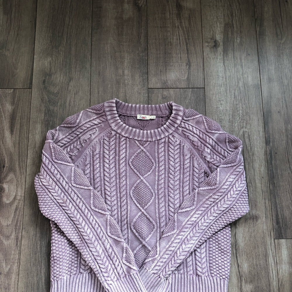 Faherty washed out pink Fitter Cable Knit Sweater
